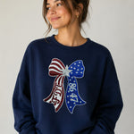8647 Patriotic Bow Sweatshirt | Patriotic Graphic Crewneck | Americana Sweatshirt - Hands Off United