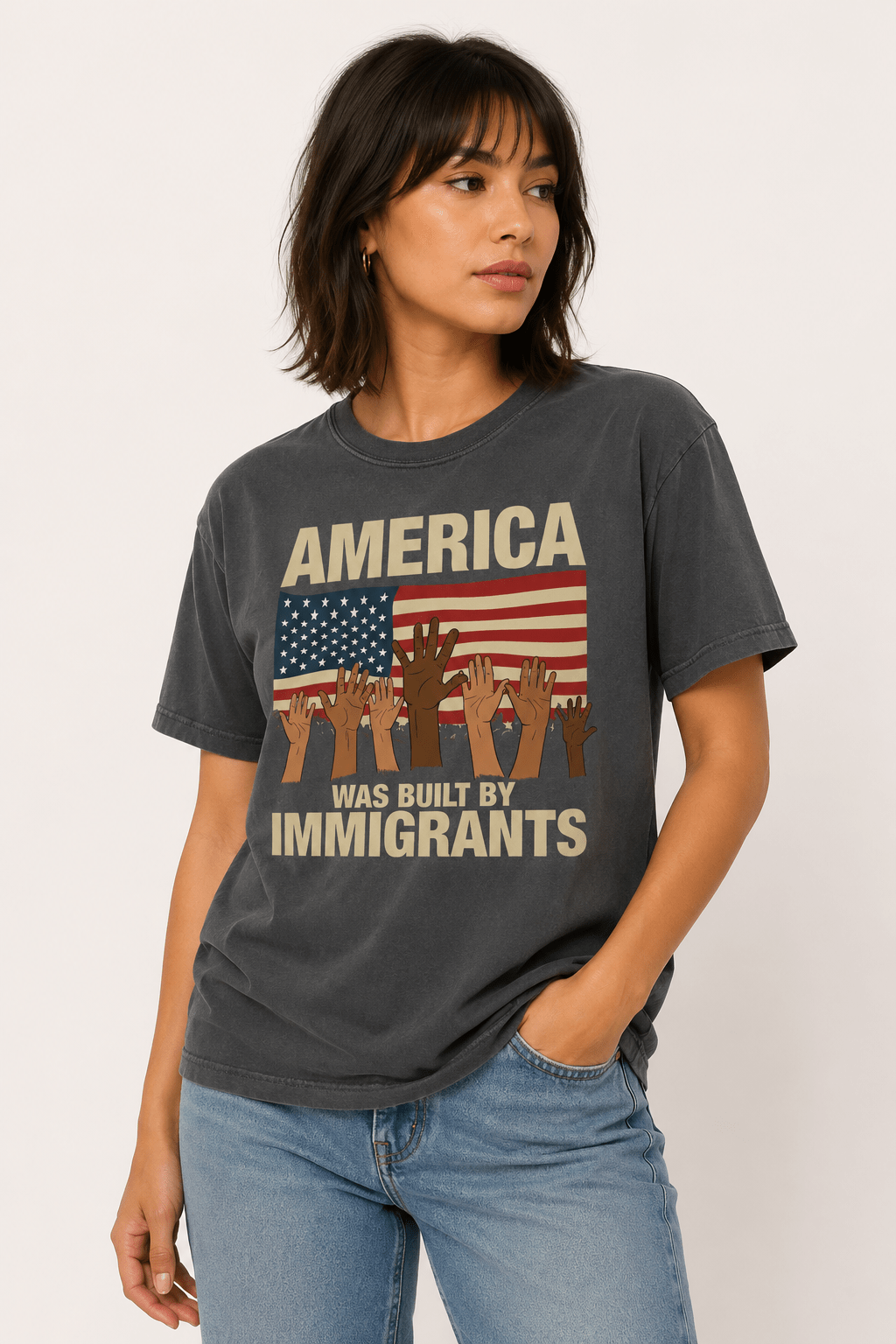America Was Built By Immigrants Tee - Hands Off United