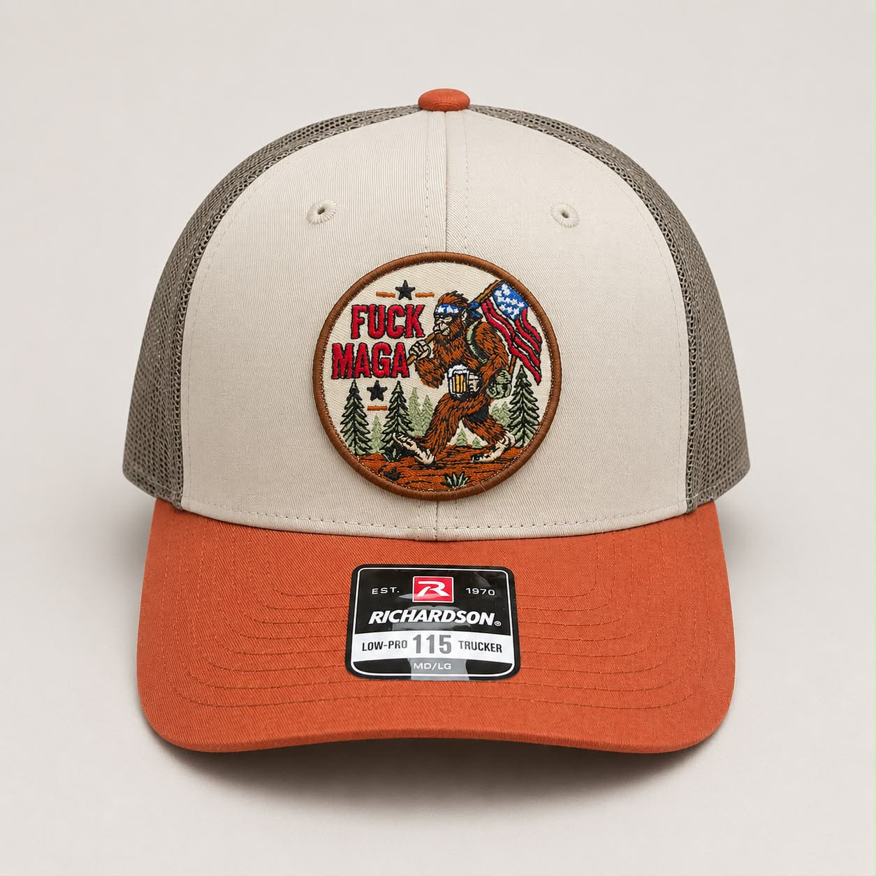 Fuck MAGA Trucker Hat | Bigfoot Political Patch Snapback Cap - Hands Off United
