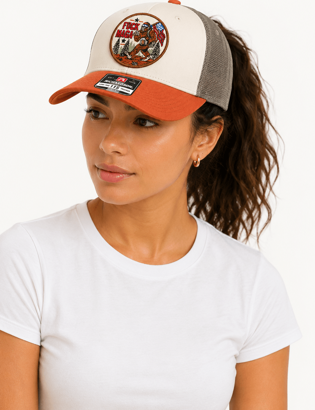 Fuck MAGA Trucker Hat | Bigfoot Political Patch Snapback Cap - Hands Off United