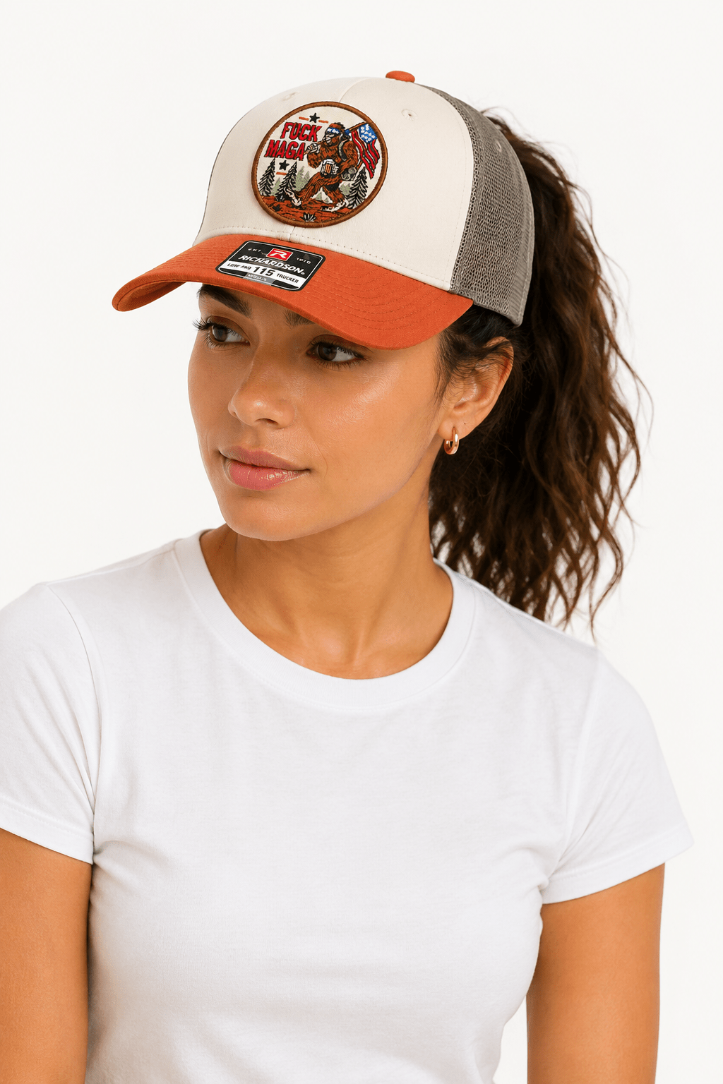 Fuck MAGA Trucker Hat | Bigfoot Political Patch Snapback Cap - Hands Off United