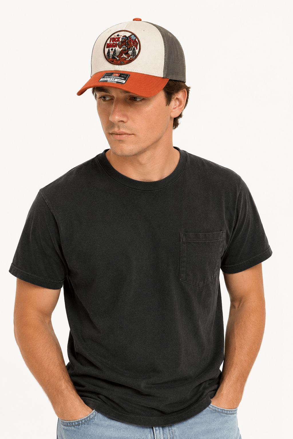 Fuck MAGA Trucker Hat | Bigfoot Political Patch Snapback Cap - Hands Off United