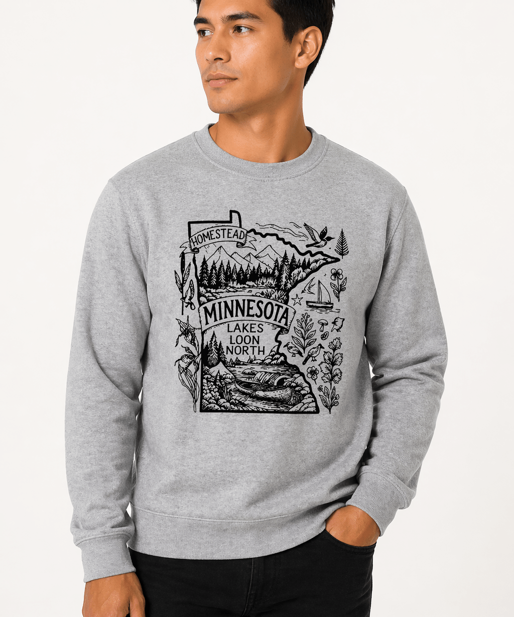 Homestead Minnesota Lake Loon North Shirt | Minnesota Lake Life Graphic Tee | Cabin & Outdoors T-Shirt - Hands Off United