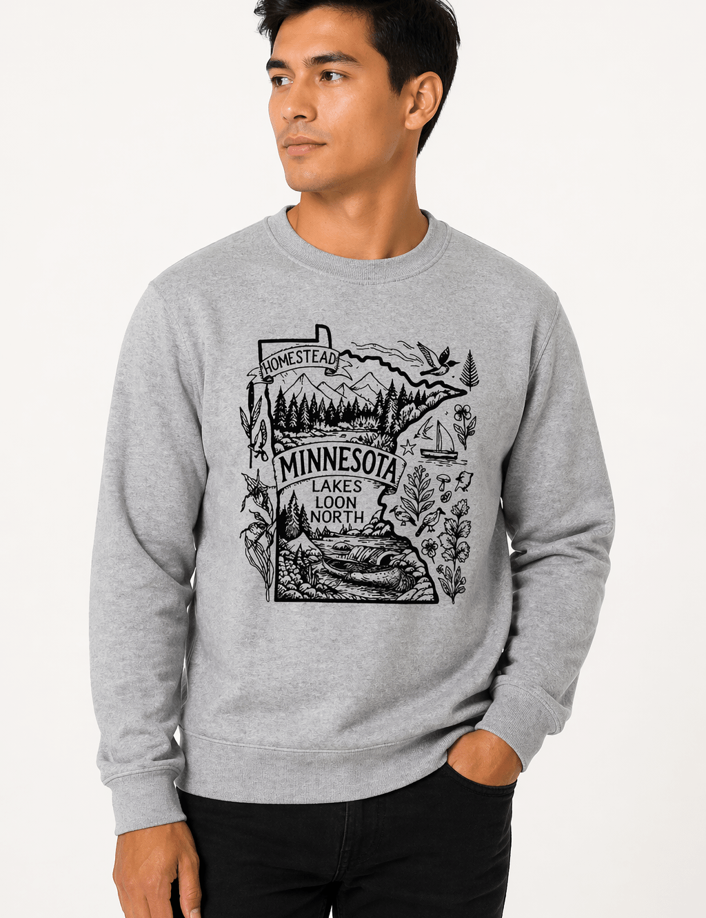 Homestead Minnesota Lake Loon North Shirt | Minnesota Lake Life Graphic Tee | Cabin & Outdoors T-Shirt - Hands Off United