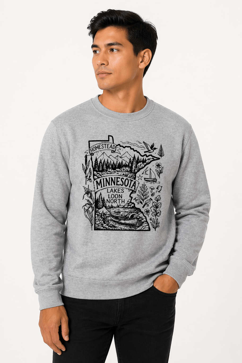 Homestead Minnesota Lake Loon North Shirt | Minnesota Lake Life Graphic Tee | Cabin & Outdoors T-Shirt - Hands Off United