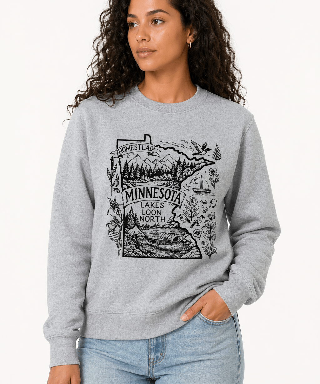 Homestead Minnesota Lake Loon North Shirt | Minnesota Lake Life Graphic Tee | Cabin & Outdoors T-Shirt - Hands Off United