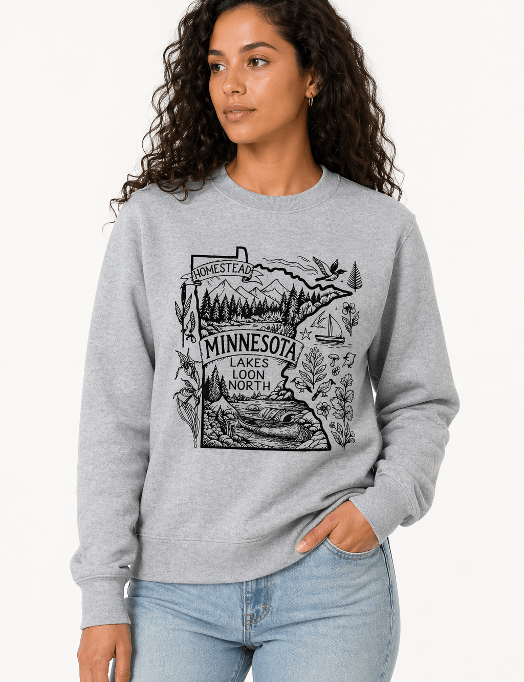 Homestead Minnesota Lake Loon North Shirt | Minnesota Lake Life Graphic Tee | Cabin & Outdoors T-Shirt - Hands Off United