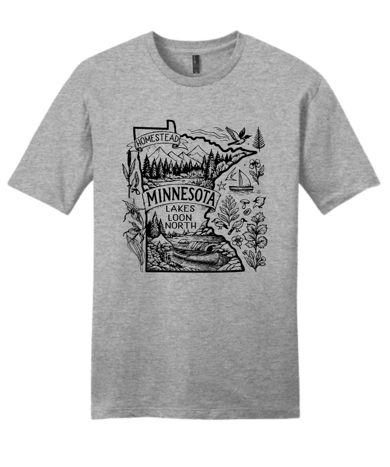 Homestead Minnesota Lake Loon North Shirt | Minnesota Lake Life Graphic Tee | Cabin & Outdoors T-Shirt - Hands Off United