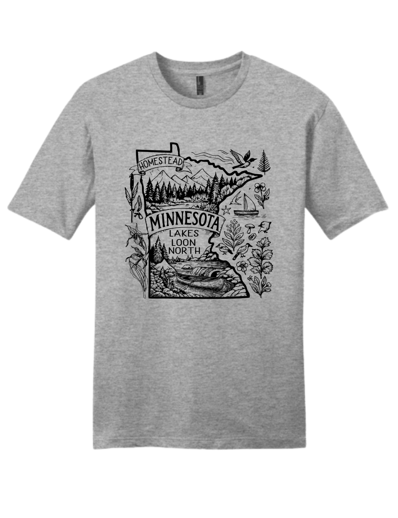 Homestead Minnesota Lake Loon North Shirt | Minnesota Lake Life Graphic Tee | Cabin & Outdoors T-Shirt - Hands Off United