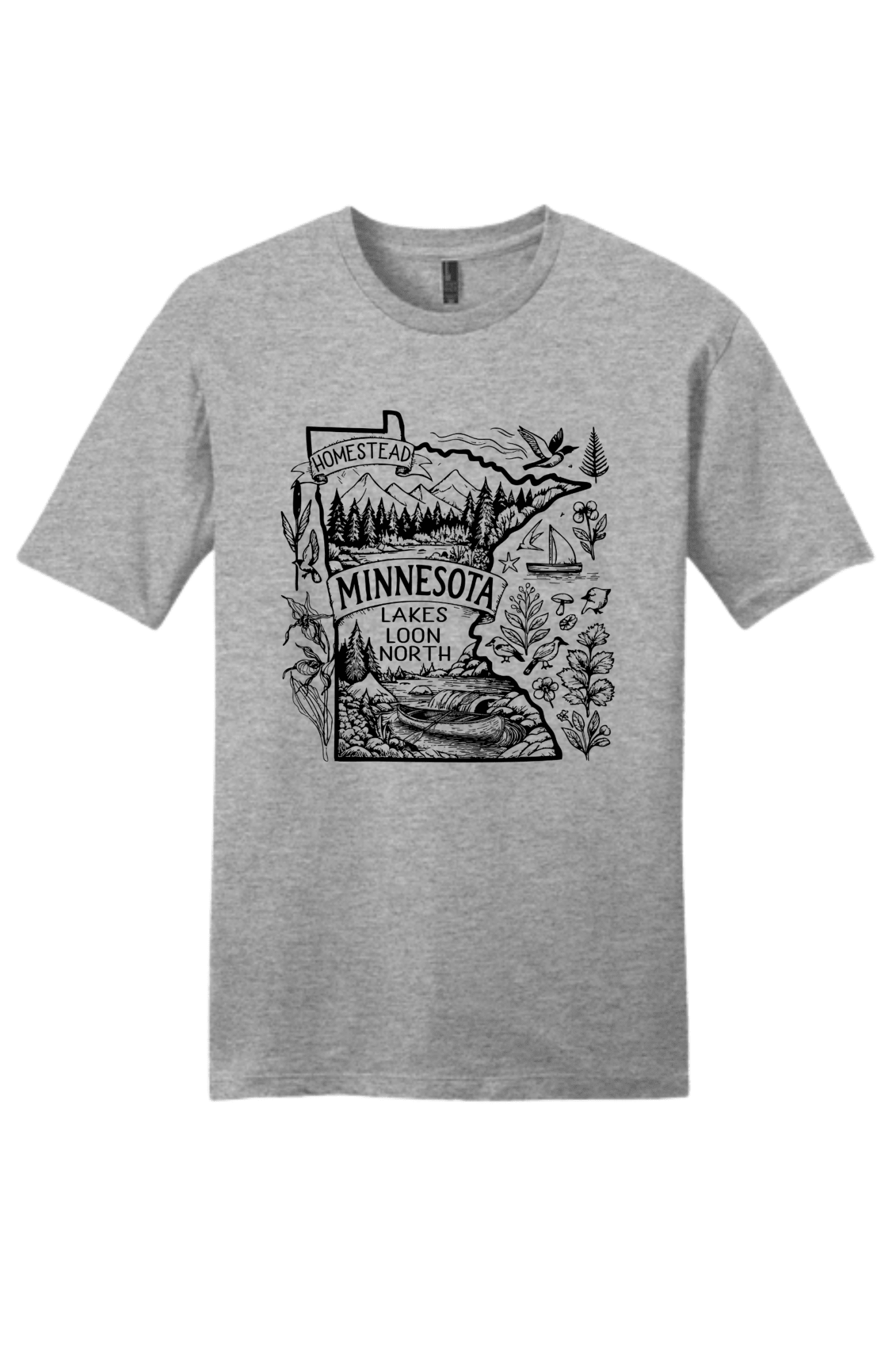 Homestead Minnesota Lake Loon North Shirt | Minnesota Lake Life Graphic Tee | Cabin & Outdoors T-Shirt - Hands Off United