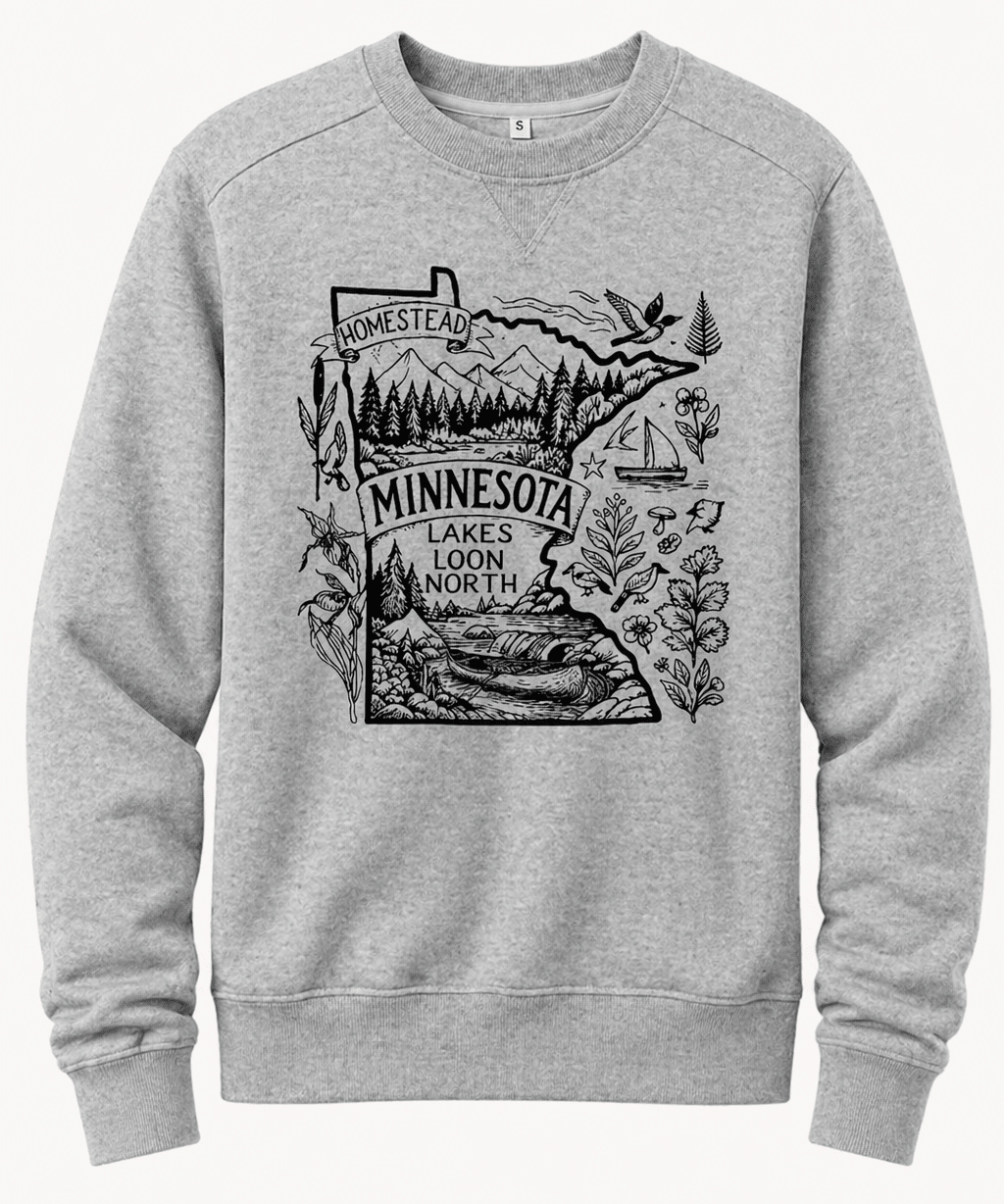 Homestead Minnesota Lake Loon North Shirt | Minnesota Lake Life Graphic Tee | Cabin & Outdoors T-Shirt - Hands Off United