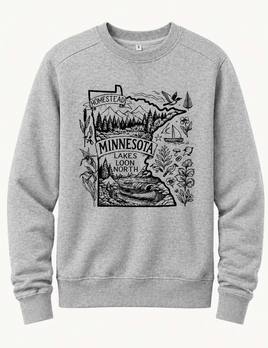 Homestead Minnesota Lake Loon North Shirt | Minnesota Lake Life Graphic Tee | Cabin & Outdoors T-Shirt - Hands Off United