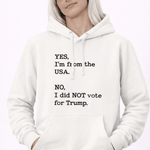 Yes I'm From USA No I Did Not Vote Trump - Hands Off United